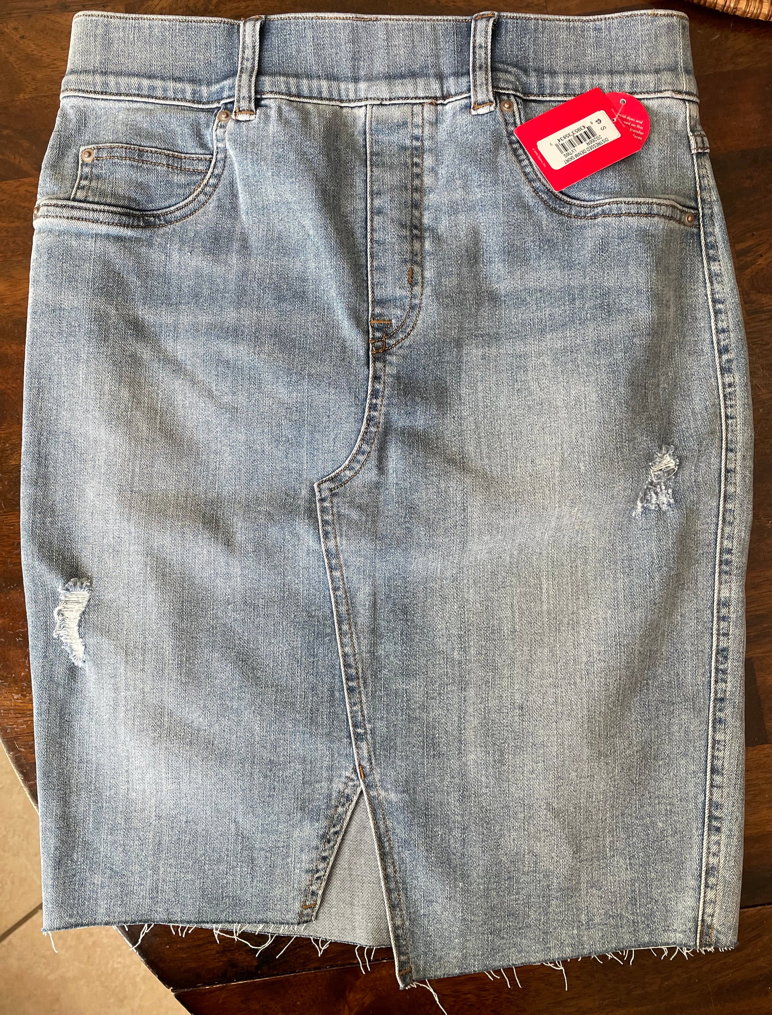 Spanx Distressed Denim Skirt